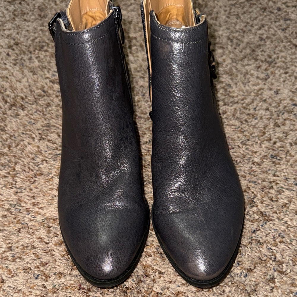 Franco Sarto Black Leather Ankle Booties with Side Zip
